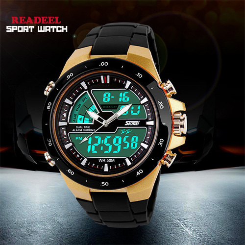 50M Waterproof Mens Sports Watches Relogio Masculino 2015 Hot Men Silicone Sport Watch Reloj S Shockproof