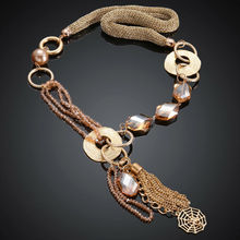 Statement necklace 18K rose gold winter jewelry free shipping Long necklace woman Rhinestone fashion jewelry YFMCM012
