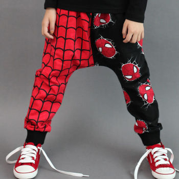 Уникальный дизайн супер человек паук дети девушки парни шаровары брюки 2-7Y