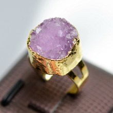 2015 Natural Stone Agate Crystal Brand Ring For Women Druzy Drusy Amethyst Topaz Wedding Rings Vintage
