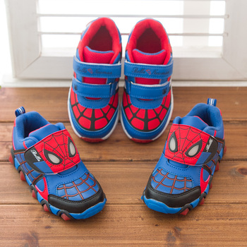 Дети обуви 2014 новый осень человек паук мигалкой мода спорт кроссовки для детей мальчик спорт бренд детская обувь мальчики девочки