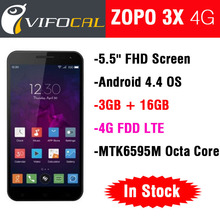 Original ZOPO 3X 4G FDD LTE Smart Mobile Phone MTK6595M Octa Core  5.5” FHD Android 4.4 RAM 3GB + ROM 16GB 14MP GPS – Unlocked