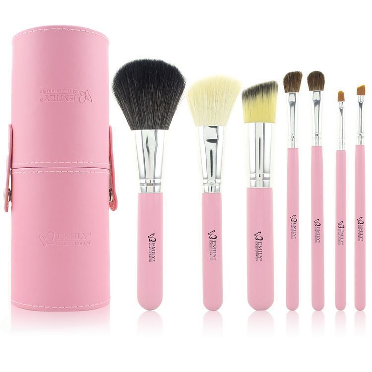 Fashion 7pcs brochas maquillaje pink make up brushes professional high quality ornament and kits with PU