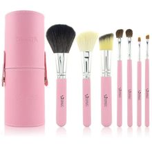Hot sale 7pcs maquillage set pink makeup brushes professional high quality ornament and kits with PU cylinder of makeup