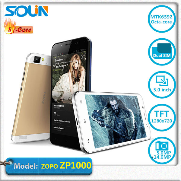 ZOPO ZP1000 Original Phones MTK6592 Octa Core Dual SIM Ultra Thin Mobile Phone Android 4 2