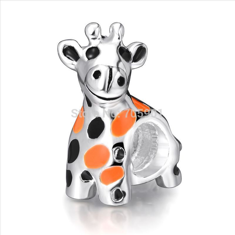 2014 New Fashion Jewelry 925 Sterling Silver Charm Cute Giraffe European Charms Silver Beads Fit DIY