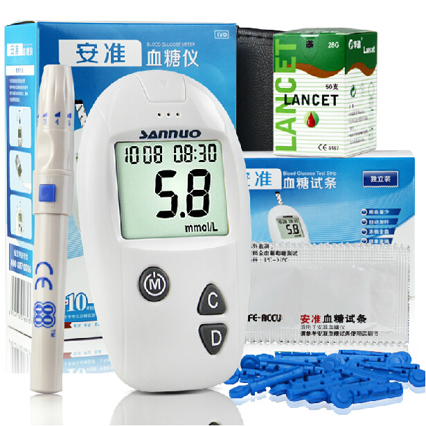 2014 NEW Home Glucometer sannuo Model Health Care Blood Sugar Tests 50pcs test strips 50pcs lancets