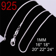 2014 snake chain men women 16 18 20 22 24 inches 925 sterling silver plated 2 years guarantee cupper alloy Necklace jewelry