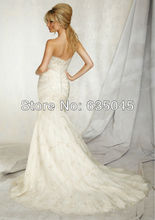2014 New Sweetheart Custom Made White Ivory Satin Tulle Lace Beading Mermaid Wedding Dress Bridal Gown