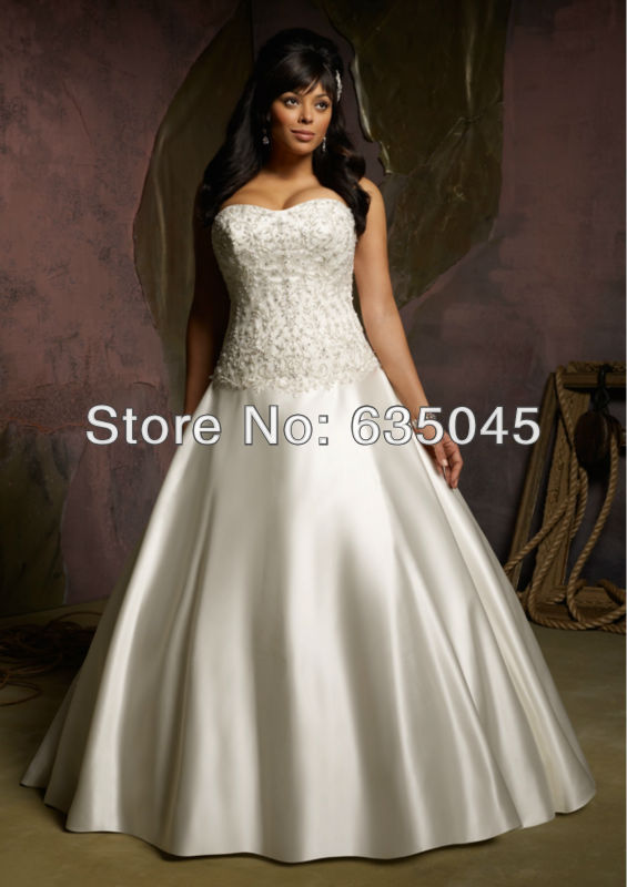 Robe De Mariage 2014 New Custom Made White Ivory A Line Wedding Dress Plus Size Wedding