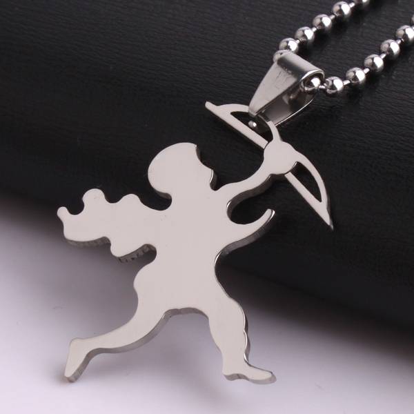 Silver Cupid arrow 316L Stainless Steel pendant necklaces bead chain for men women wholesale Free shipping