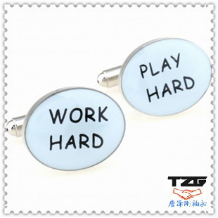 /lot Work Hard Play Hard slogan cufflinks jewelry fashion clothing ...