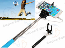Plus 2 in 1 Wired Selfie Stick Handheld Extendable Monopod With Buit in Shutter Universal For