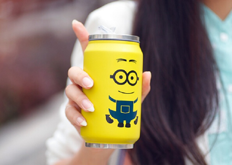 Free Shipping Creative Coke cans stainless steel vacuum flask thermos mug little yellow people