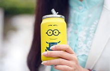 Free Shipping Creative Coke cans stainless steel vacuum flask thermos mug little yellow people