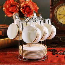 Bone china coffee cup and saucer set european ceramic tea cup porcelain coffee set cup holder