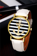 New Arrival Fashion Leather Strap Anchor Geneva Watch Women Quartz Dress Watch Casual Wristwatch Analog Clock