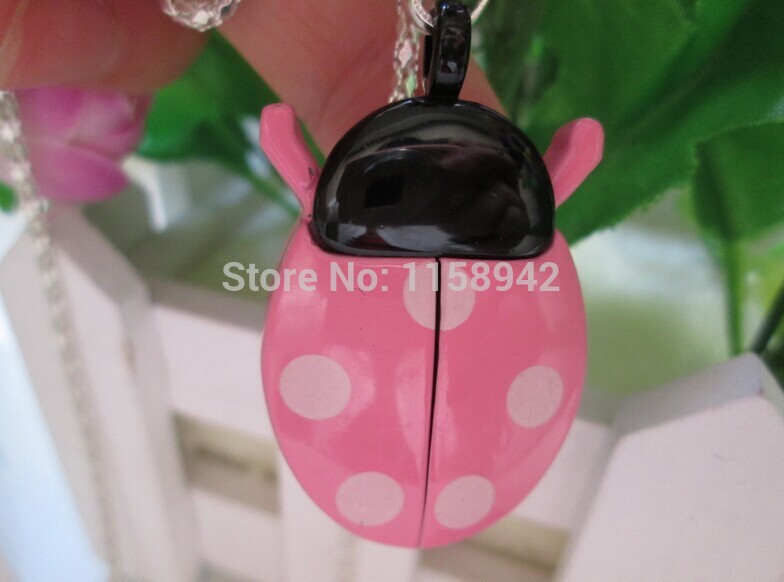 Free shipping 10color new bronze ladybug pocket watch necklace with chain black ladybug watch 30pcs lot