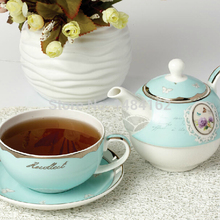 Luxury Gift Set Vintage Style Bone China Tea and Coffee Set with Gold Inlay Edge Teapot