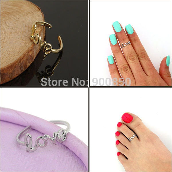 6Pcs lot Trendy Sweet Love Toe Rings For Women Lady Gold Silver Letter Love Foot Toe