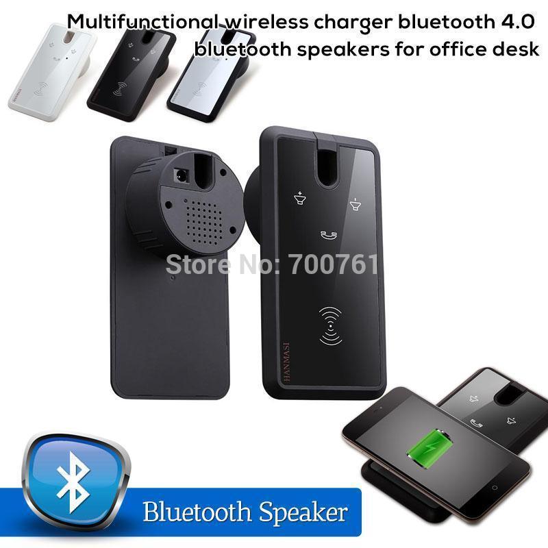 Multifunction 2in 1 QI Wireless charger office desk bluetooth v4 0 Stereo speaker music Player for