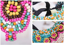 Hot New 2015 Sweet Bohemian Style Tiny Multicolor Beads Design Fake Collar Necklace For Women Fashion