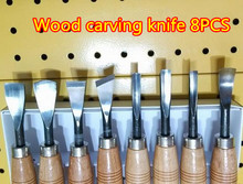 Hot sale High quality Wood carving knife Tools 8PCS Wooden handle Chisel Woodworking WOODCUT KNIFE Hand tools Free shipping