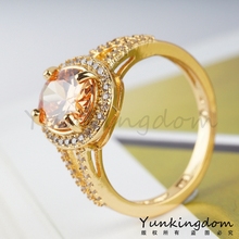 2014 lovely design 18 k gold plated champagne cubic zircon simple fashion lady women for rings