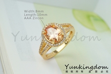 2014 lovely design 18 k gold plated champagne cubic zircon simple fashion lady women for rings