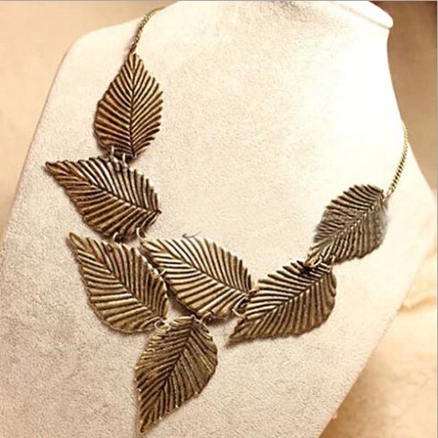 New Vintage Bohemia Leaf Pendant Choker Fashion Statement Collar Necklaces Wholesale Jewelry