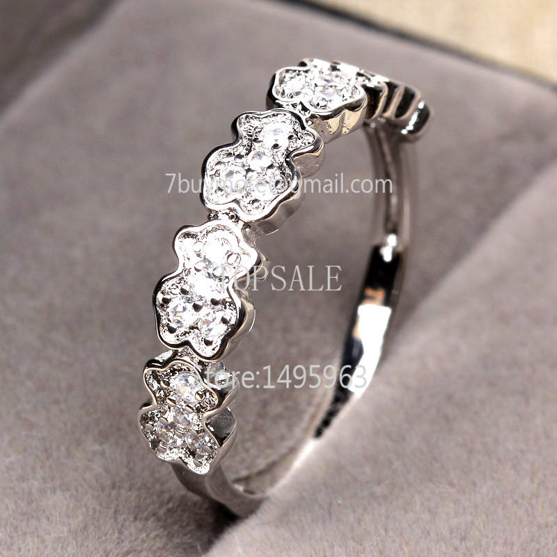 DASR150 Free Shipping 5 bear with stone platinum luxury ring cute rings Engagement Party for lady