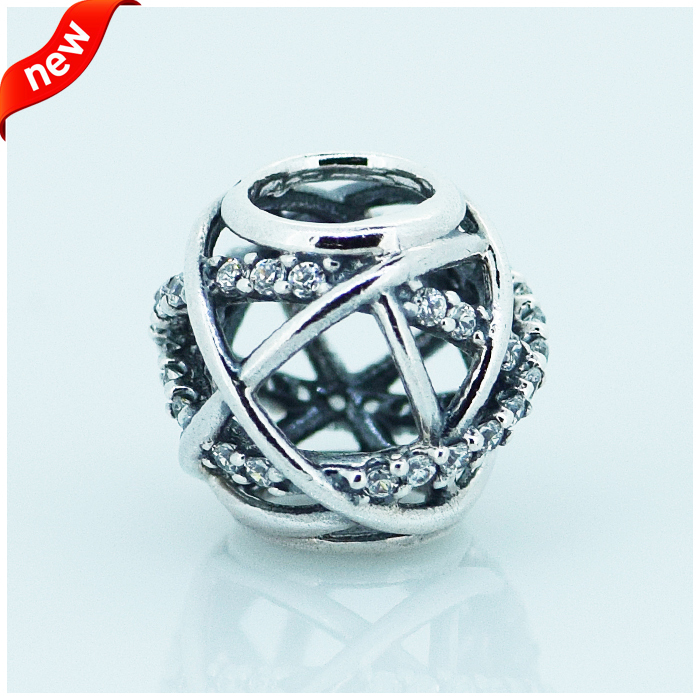 Galaxy Openwork 925 Sterling silver jewelry cubic zirconia Original Beads charms Fits Pandora Bracelet free shipping