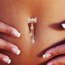 Sexy Reverse Belly Rings Dangle Clear Navel Bar Dangle Body Jewelry Piercings