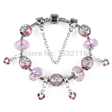 Free Shipping romantic Valentine s Day Couples Gifts pink color murano glass bead charm beaded Fit