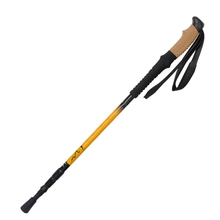 Retractable 3 Section 7075 Duralumin Aluminum Alloy Hiking Stick Trekking Pole Black Yellow Free Shipping