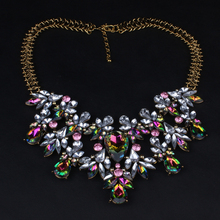 Colorful Crystal Necklace Fashion Statement Necklace Choker Necklace Wholesale High Quality Flowers Necklace Chunky Jewelry