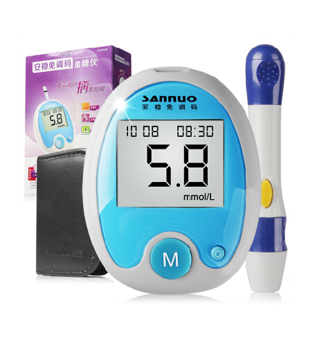 Blood Glucose Meter SANNUO High Performance No Coding Blood Sugar Meters Diabetes Health Care 50 Test