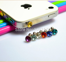 AEP08  Mixed Color Diamond Rhinestone Dust Plug Earphone Plug For iPhone 6 Samsung HTC iPad Mobile Phone Accessories 10PC/lot
