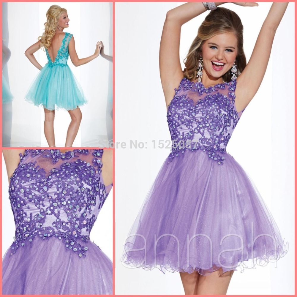 Made Discount Applique Lilac Homecoming Dresses Short Prom Dress ...