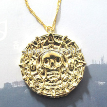 Pirates of the Caribbean Aztec Skull Pendant Necklace Exaggerated Jewelry Men Fashion Vintage Necklace