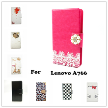 Luxury Wallet Crystal Bling Mobile Bags Rhinestone  Leather Universal Cover Phone Case for Lenovo A766