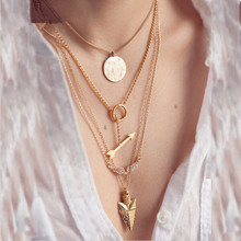 TX418 2014 summer style 4 layer arrow design necklace pendant charm gold choker necklace women jewelry