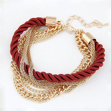 New fashion low key costly handmade gold chain braided rope multilayer bracelet chain bracelet
