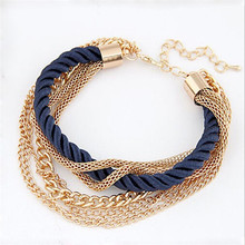 New fashion low key costly handmade gold chain braided rope multilayer bracelet chain bracelet