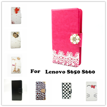 Luxury Wallet Crystal Bling Mobile Bags Rhinestone  Leather Universal Cover Phone Case for Lenovo S650 S660