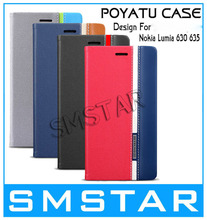 630 635 Case Slim Flip Phone Case For  Nokia Lumia 630 635 Hit Color Stand Mobile Cover Bag With Card Slot  For Nokia 630  UXY01
