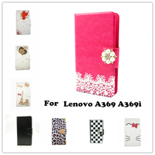 Luxury Wallet Crystal Bling Mobile Bags Rhinestone  Leather Universal Cover Phone Case for Lenovo A369 A369i