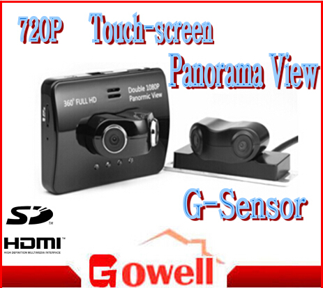 black box car recorder rearview 360 panorama view Full HD 3 5inch touchscreen with night vision