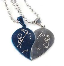 Hot Fashion Jewelry Stainless Steel Love Heart Shaped Couple Lovers Pendant Necklace Women For Sale
