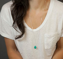 TX1215 Hot fashion double chain bar and turquoise ball long pendant necklace simple tiny jewelry 